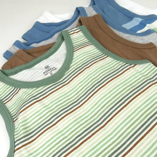 Vista 23 de HonestBaby Camisetas musculares sin mangas 100% algodón orgánico para bebés y niños pequeños, niñas