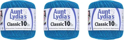 Vista 6 de Aunt Lydia Classic Crochet - Paquete de 3 unidades de 350y/1,049.9 ft - Blanco Antiguo