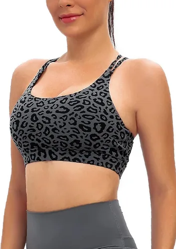 Vista 43 de Brasieres deportivos para mujer, con relleno, tipo camiseta sin mangas, sexis, con espalda cruzada, de alto impacto, largos, ideales para practicar
