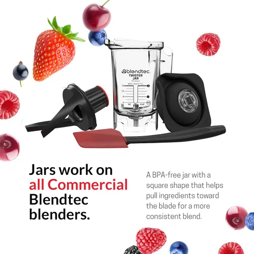Vista 3 de Blendtec Twister Commercial Jar (transparente), espátula y tapa de agarre