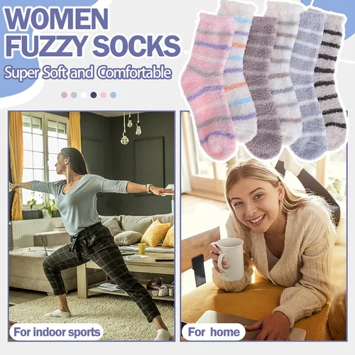 Vista 6 de ANTSANG Womens Fuzzy Socks Slipper Winter Fluffy Comfy Cozy Socks Cabin Warm Home Socks