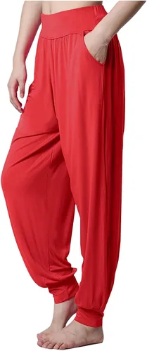Vista 2 de Mnyycxen Pantalones deportivos para mujer, pantalones casuales sueltos de baile, mallas elásticas de cintura alta, pantalones de pies agrupados