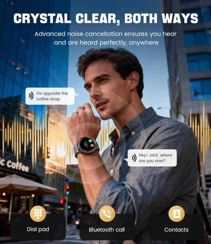 Vista 4 de Smart Watches for Men Luxury for Android iPhone/50 Day Battery,Fitness Watch with Heart Rate/Blood Pressure/Sleep Monitor,Men's Smartwatch Amoled