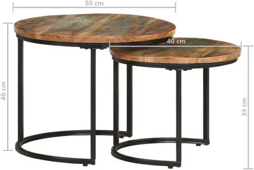 Vista 2 de Coffee Table mesa de Centro para salaNesting Tables 2 pcs Solid Reclaimed WoodSuitable for bedrooms, Living Rooms, and Dining Rooms