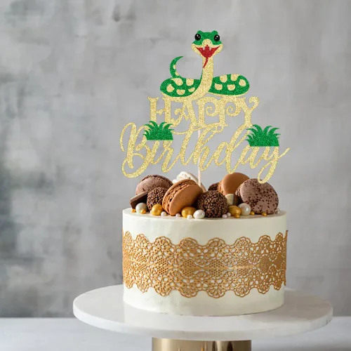 Vista 5 de Kaoenla - Decoración para pastel de feliz cumpleaños con purpurina
