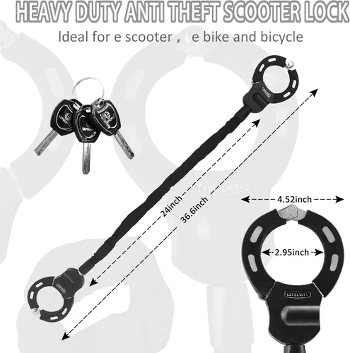 Vista 2 de Cerraduras de Scooter Eléctrico Antirrobo, Cerradura de Cadena de Bicicleta con Bolsa, Mejor Cerradura para Accesorios de Scooter Eléctrico Xiaomi