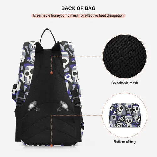 Vista 4 de Sporting Goods - Bolsa de tenis transpirable con calavera abstracta blanca para tenis, bádminton, bolsa de tenis para mujer