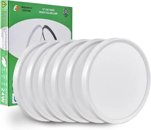 Vista 8 de Paquete de 4 luces LED de techo empotradas de 12 pulgadas, 24 W, 2500 lm, 3000 K/4000 K/6000 K CCT seleccionables, luces redondas de panel plano