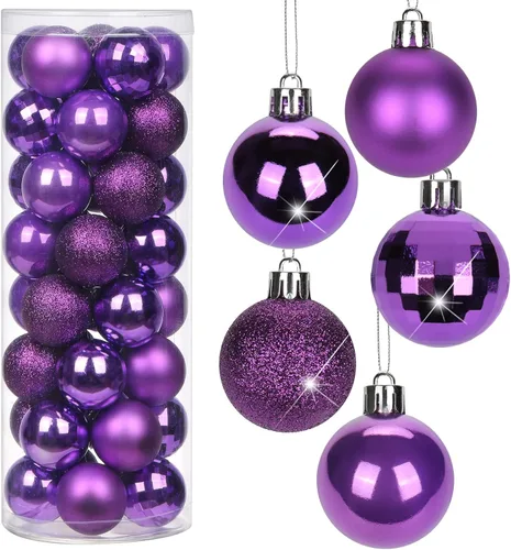 Vista 12 de Adornos de bolas de Navidad negras de 2.36 pulgadas, 25 piezas inastillables, set de adornos de Navidad, bolas de Halloween, adorno negro para árbol