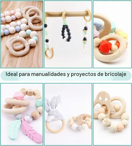 Vista 6 de Mr. Pen Anillos de madera de abedul, 2.7 pulgadas, paquete de 10, anillos de madera para manualidades