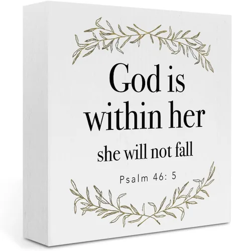 Vista 17 de Be Still And Know That I Am God, letrero decorativo de caja de madera con versículos bíblicos, placa rústica religiosa de bloque de madera, letrero