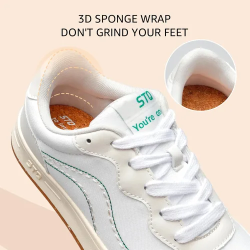 Vista 4 de STQ Zapatos de lona para mujer, con cordones, antideslizantes, cómodos, para caminar