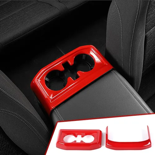 Vista 9 de GZXinWei Panel de Cubierta del Portavasos de la Consola Central Trasera Adhesivo de Marco de Decoración de Ajuste Interior Accesorios para F150
