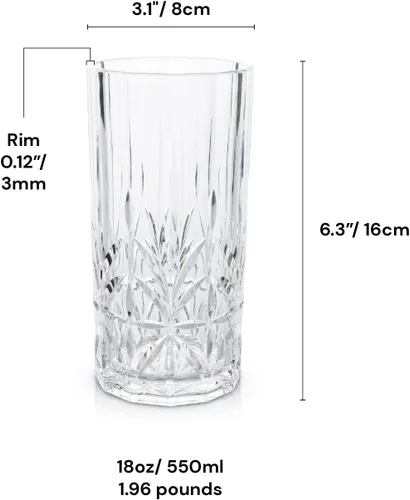 Vista 4 de BELLAFORTE Myrtle Beach - Jarra de agua transparente + vaso alto transparente – Tritán inastillable – Apto para lavavajillas
