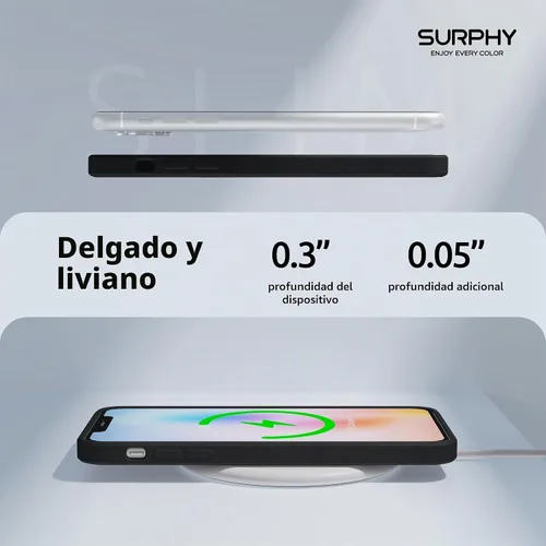 Vista 6 de SURPHY Diseño para iPhone 11 con protección de cámara, diseño delgado de borde recto, funda de silicona líquida para iPhone 11 de 6.1 pulgadas, negro