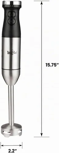 Vista 7 de Total Chef Batidora de inmersión - Mezclador eléctrico de mano con eje de acero inoxidable, velocidad variable para batidos, sopas, batidos