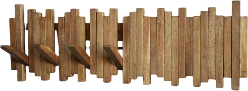 Vista 7 de Perchero de Piano de Madera Natural Montado en la Pared Perchero de Pared Gancho de Pared Abatible con 5 Ganchos Gancho de Pared para Entrada