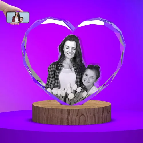 Vista 2 de Foto de cristal 3D, regalos personalizados para mujeres, ella, esposa, hombres, mamá, marido, gran regalo personalizado con tu propia foto