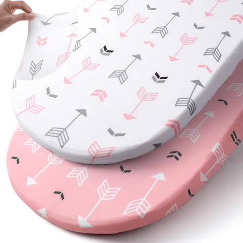 Vista 12 de Pack n Play Sheets BROLEX - Juego de 2 sábanas para cuna, juego de sábanas elásticas y portátiles para cuna, funda de colchón convertible