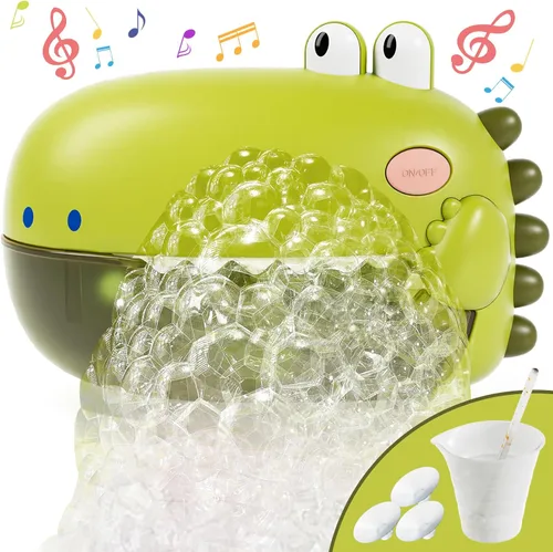 Vista 12 de Lehoo Castle Juguetes de baño para niños, máquina de burbujas de baño, juguetes de baño de dinosaurios para niños de 1 a 3 años