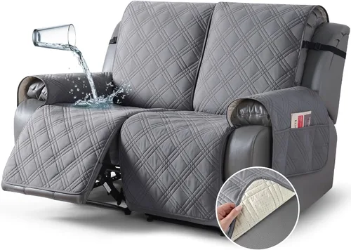Vista 45 de TAOCOCO Fundas para Sillón de Dos Plazas Reclinable 100% Impermeables, Fundas Divididas para Loveseat Reclinable, Funda Antideslizante para Sofá
