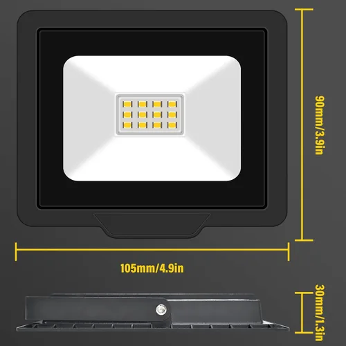 Vista 2 de SKYWORLD Paquete de 2 luces LED de inundación para exteriores, 10 W, 1000 lúmenes, luz de inundación LED de seguridad, luz diurna de 4000 K, luz