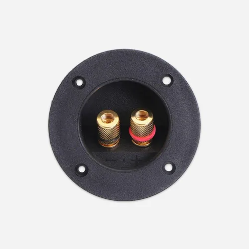 Vista 8 de 10 terminales de caja de subwoofer de 2 vías: caja de altavoz de conectores con resorte de empuje de placa dorada redonda de doble encuadernación