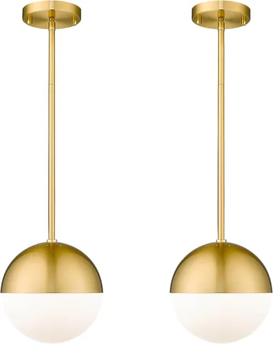 Vista 19 de LMS Lámpara Colgante de Mediados de Siglo de 6 Pulgadas, Lámparas Colgantes de Color Negro Mate con Cristal de Globo Blanco, Lámparas de Techo