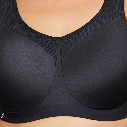 Vista 3 de Full Figure Plus Size High Impact Wonderwire Sports Bra Underwire #9066 Negro