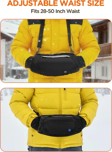 Vista 6 de Bolsa de calentador de manos con calefacción, manopla eléctrica de calentamiento de 3 etapas, banco de energía portátil recargable de 10000 mAh