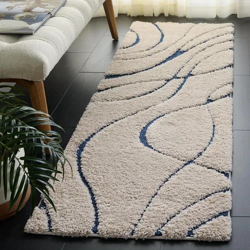 Vista 23 de Safavieh Florida Shag Collection - Alfombra de área de 2 x 3 pies, color crema/beige, diseño geométrico, felpa de 1.2 pulgadas de grosor, ideal