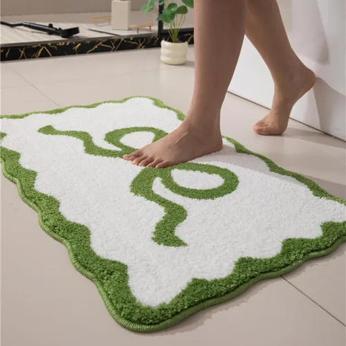 Vista 10 de Tapete de baño festoneado negro de 26 x 18 pulgadas, tapetes de baño suaves y absorbentes, lavables a máquina, de microfibra, para bañeras, lavabos