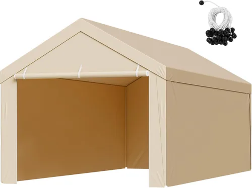 Vista 79 de VEVOR Cobertizo Tienda de Almacenamiento Exterior Portátil Resistente de 6 x 8 x 7 pies, Refugio de Cochera Garaje Impermeable con Puerta Enrollable
