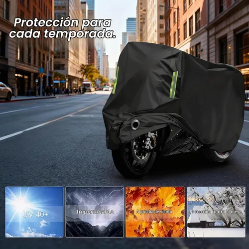 Vista 2 de Funda para motocicleta para todas las estaciones, calidad universal de clima, impermeable, protección solar al aire libre, refugio para scooter, a