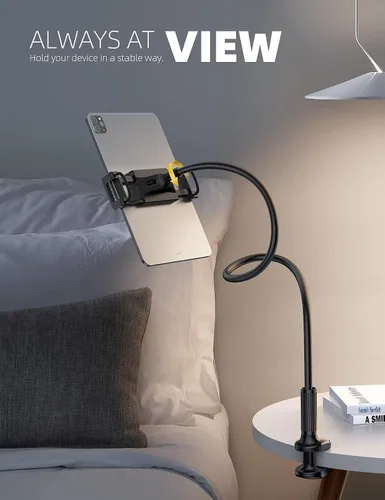 Vista 3 de Lamicall Soporte de soporte de tableta de cuello de cisne para cama, abrazadera flexible de brazo de tableta para cama compatible con Pad Mini 7.9