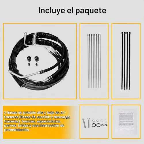 Vista 5 de Juego de línea de CA trasera/auxiliar, manguera de aire acondicionado de refrigeración trasera, compatible con Dodge Caravan Dodge Grand Caravan