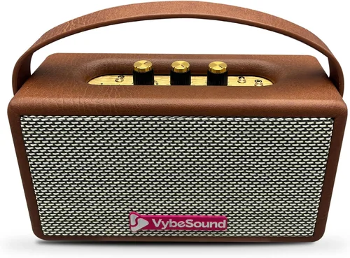 Vista 5 de RetroVybe - Mini altavoz Bluetooth portátil, sonido cristalino con graves profundos, batería de 8 horas de duración, micrófono integrado