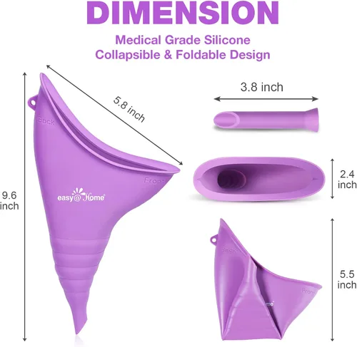 Vista 3 de Easy@Home Dispositivo de micción femenina portátil para mujeres: Embudo de orina de silicona femenina para orinar para orinar taza reutilizable