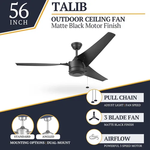 Vista 2 de Prominence Home Talib, 51637-01 - Ventilador de techo contemporáneo para exteriores de 52 pulgadas sin luz, cadena de tracción, opciones de montaje