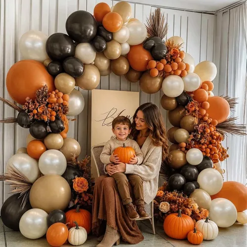 Vista 5 de Kit de arco de globos de color naranja quemado, marrón oscuro, guirnalda de globos de terracota marrón oscuro para decoración bohemia de cumpleaños