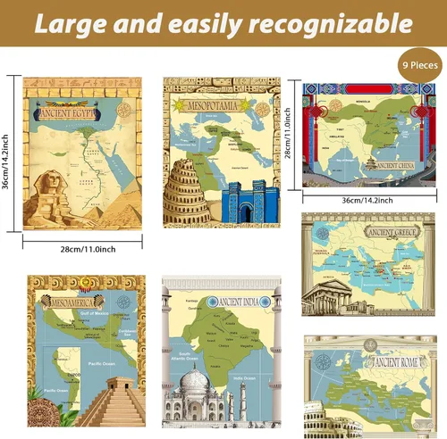 Vista 2 de Póster de civilizaciones antiguas para aprendizaje en el aula de estudios sociales - Decoración educativa para escuela primaria, media y secundaria
