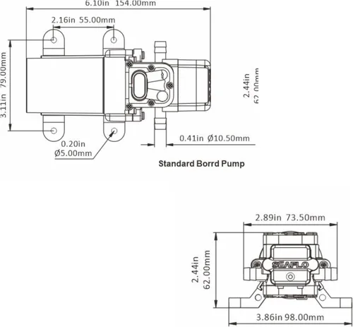 Vista 7 de SEAFLO Bomba de diafragma de presión de agua serie 21 – 12 V CC, 1.2 GPM, 35 PSI, interruptor de presión ajustable, autocebante, funcionamiento