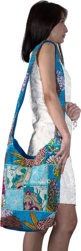 Vista 9 de Tribe Azure - Bolso bandolera de lona para mujer, estilo hobo, floral, para verano, bohemio