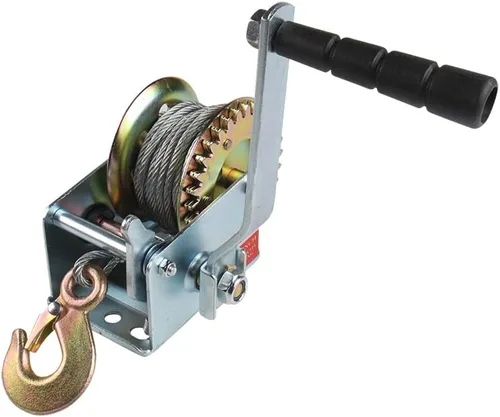 Vista 3 de South Bend Components Atlas Power Machines - Cabrestante manual para barco/remolque, 600 libras con cable de acero resistente