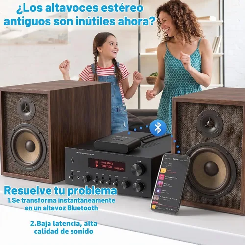 Vista 2 de Receptor de audio Bluetooth 5.3 para estéreo casero, adaptador AUX RCA a