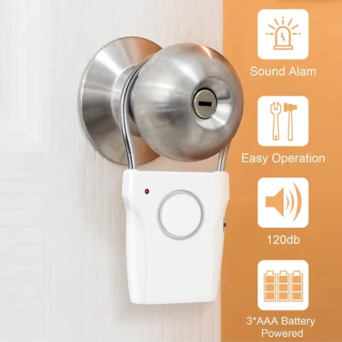 Vista 2 de JIAN BOLAND - Alarma de seguridad activada por vibración con alarma audible de 120 DB, eficaz hasta 500 pies, ideal para viajes, hoteles