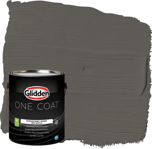 Vista 58 de Glidden Pintura Interior + Imprimación: Gris/Plata Antigua, Una Capa, Satinado, 1 Galón