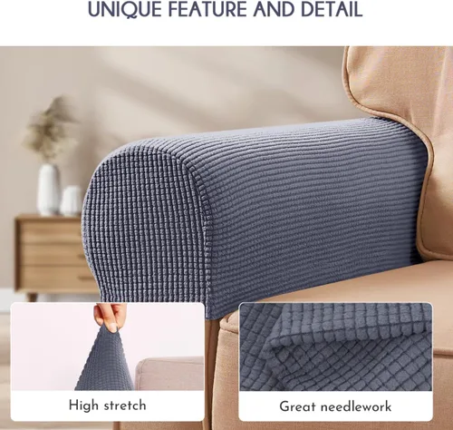 Vista 2 de SUPVOX Funda elástica universal para reposabrazos de sofá, 2 piezas, protector de reposabrazos elástico de vellón suave para sofá y sillón, toallas