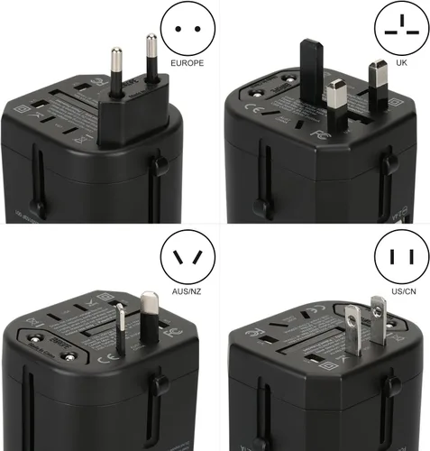 Vista 2 de EPICKA - Adaptador de corriente de viaje USB universal, cargador de pared todo en uno, adaptador de enchufe de corriente alterna para teléfonos