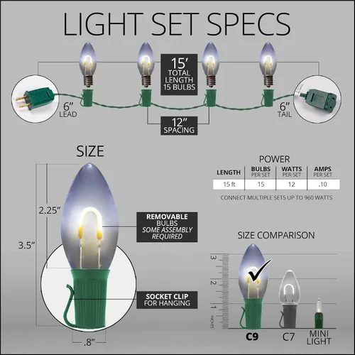 Vista 4 de Wintergreen Lighting - Luces navideñas inastillables FlexFilament LED C9